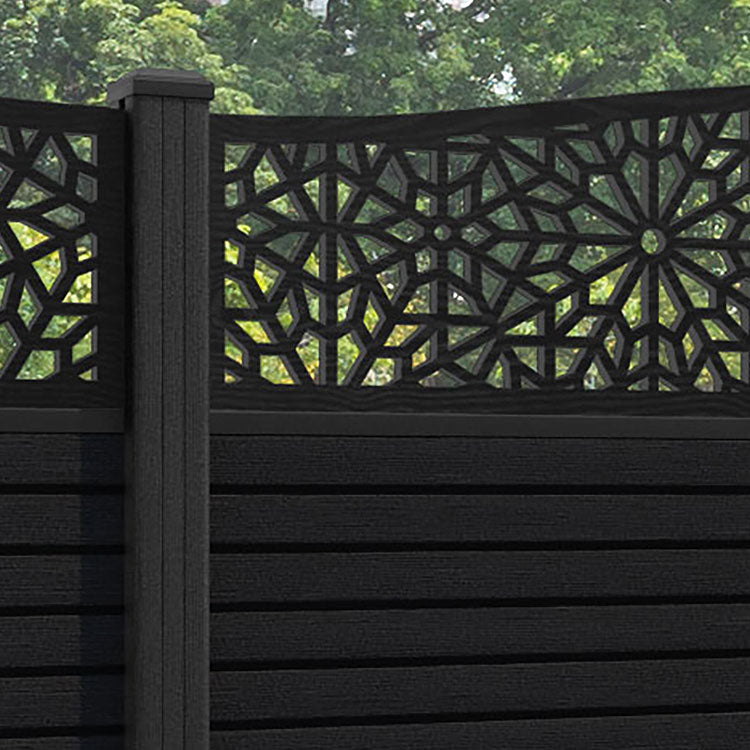 Hudson Alnara Curved Top Fence Panel - Black - with our composite posts