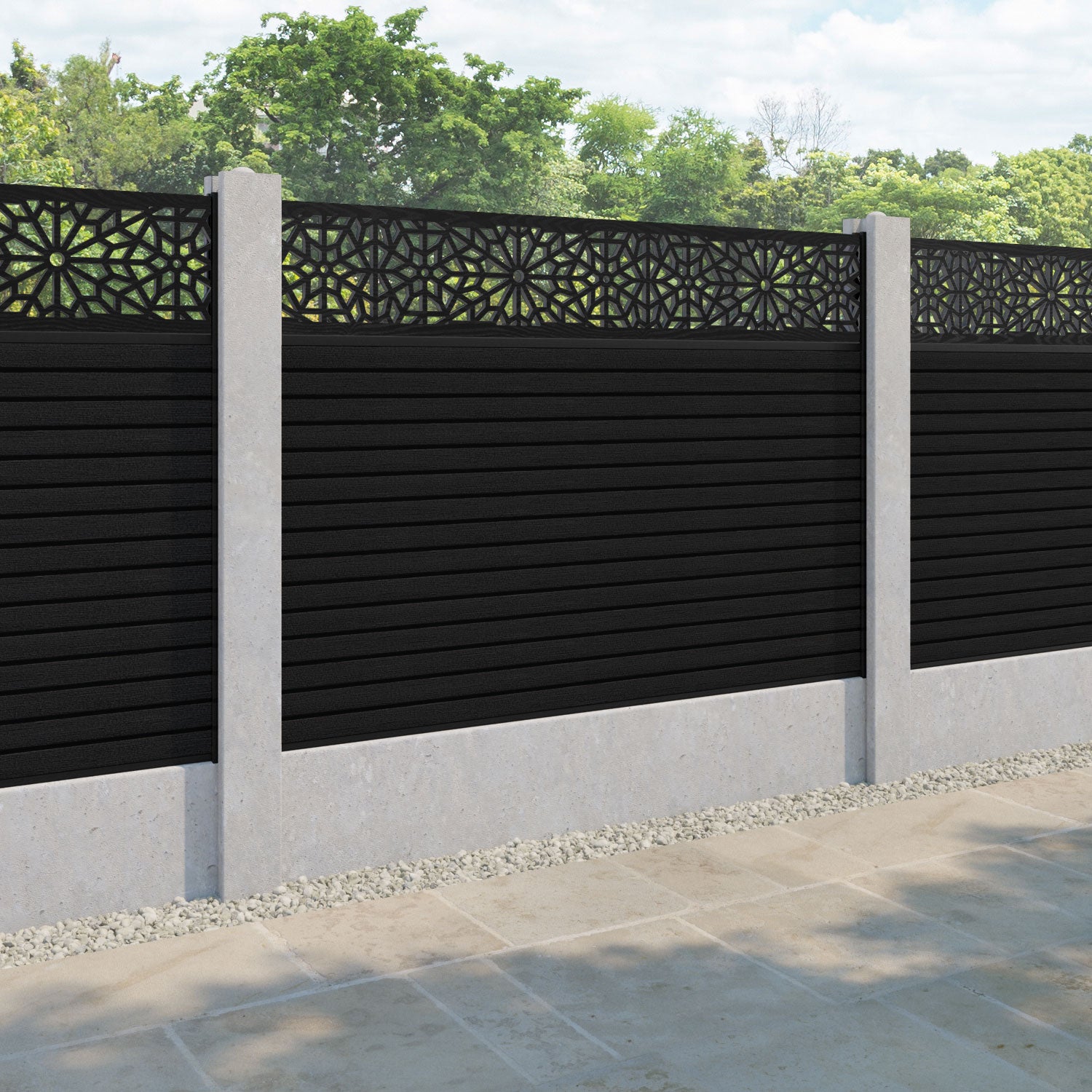 Hudson Alnara Fence Panel - Black - for existing concrete posts