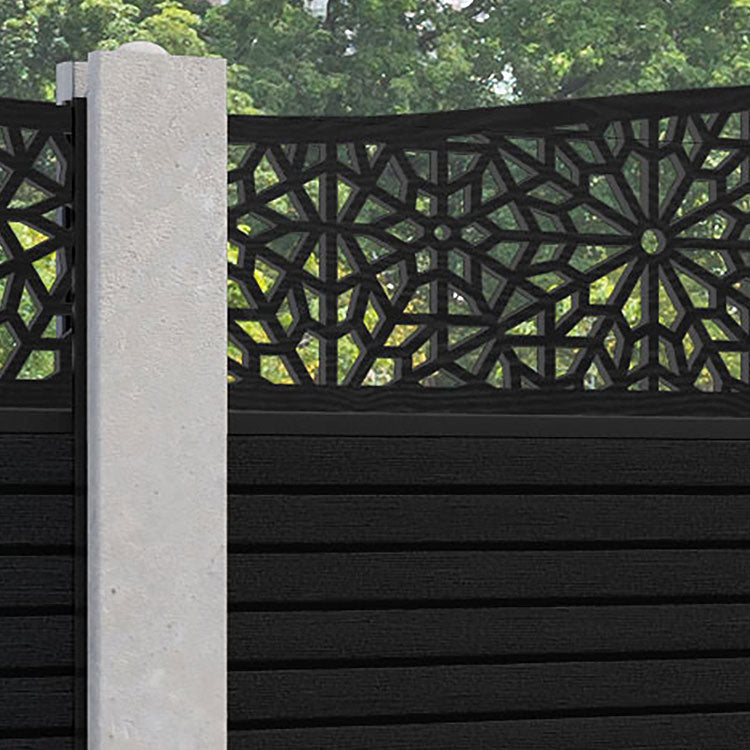 Hudson Alnara Curved Top Fence Panel - Black - for existing concrete posts