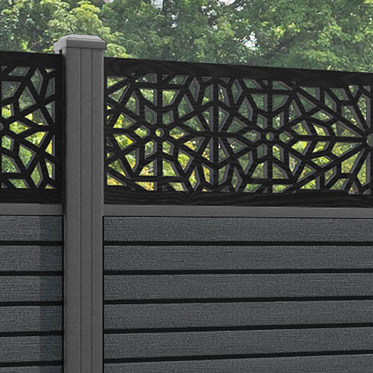 Hudson Alnara Fence Panel - Dark Grey - with our aluminium posts