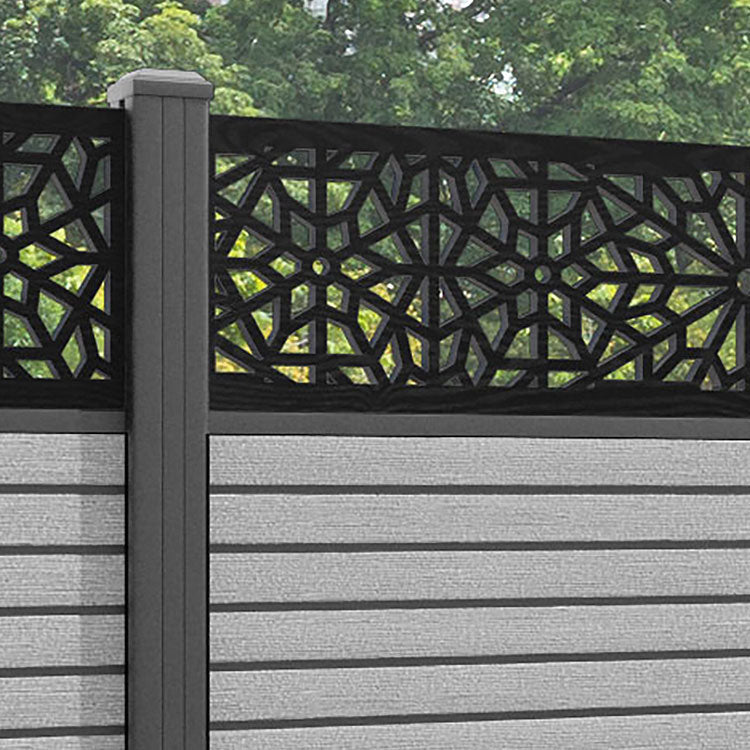 Hudson Alnara Fence Panel - Light Grey - with our aluminium posts
