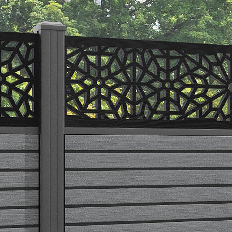 Hudson Alnara Fence Panel - Mid Grey - with our aluminium posts