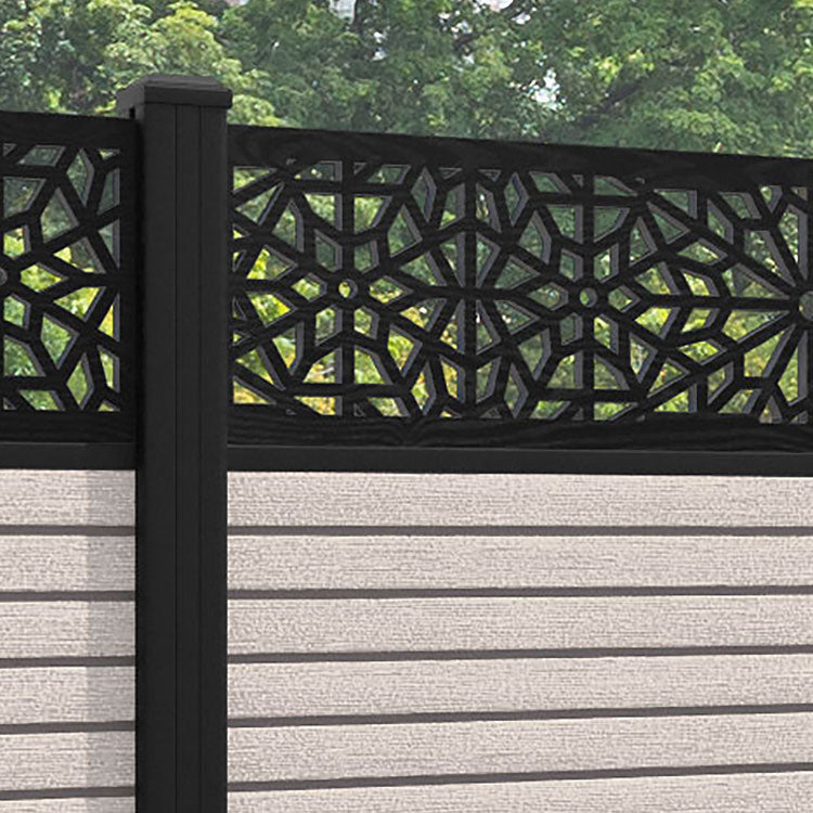 Hudson Alnara Fence Panel - Mid Stone - with our aluminium posts