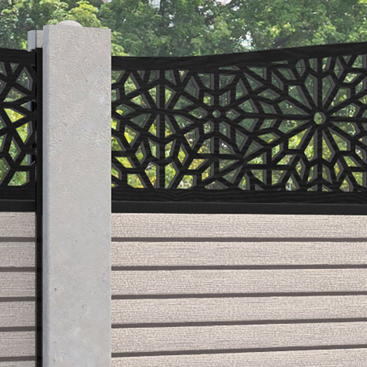 Hudson Alnara Curved Top Fence Panel - Mid Stone - for existing concrete posts