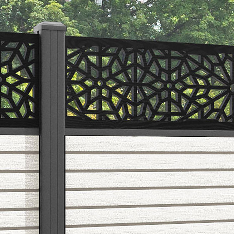 Hudson Alnara Fence Panel - Light Stone - with our aluminium posts