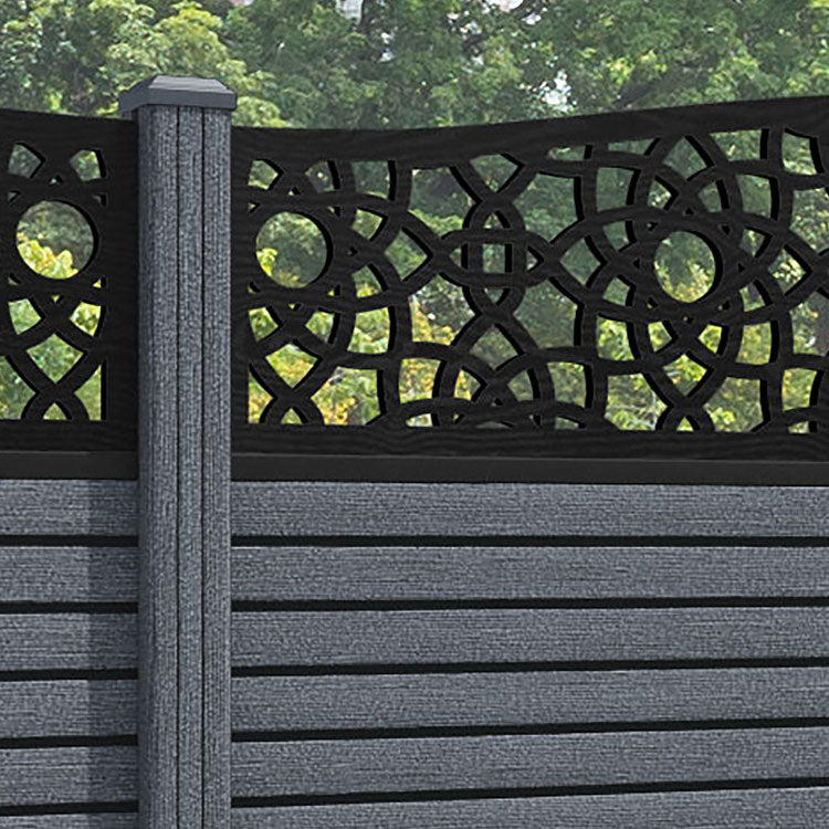 Hudson Ambar Curved Top Fence Panel - Anthracite - with our composite posts