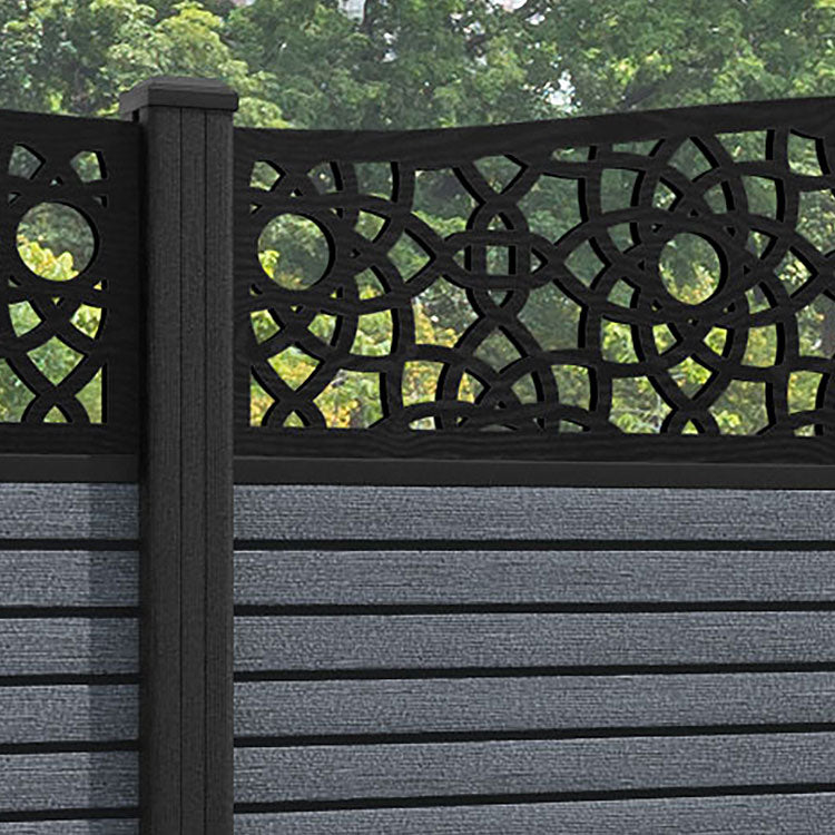 Hudson Ambar Curved Top Fence Panel - Anthracite - with our composite posts