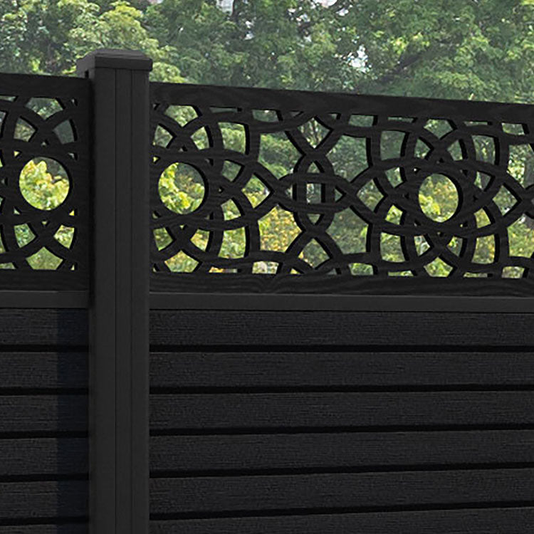 Hudson Ambar Fence Panel - Black - with our aluminium posts