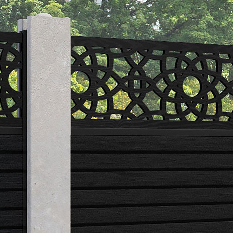 Hudson Ambar Fence Panel - Black - for existing concrete posts