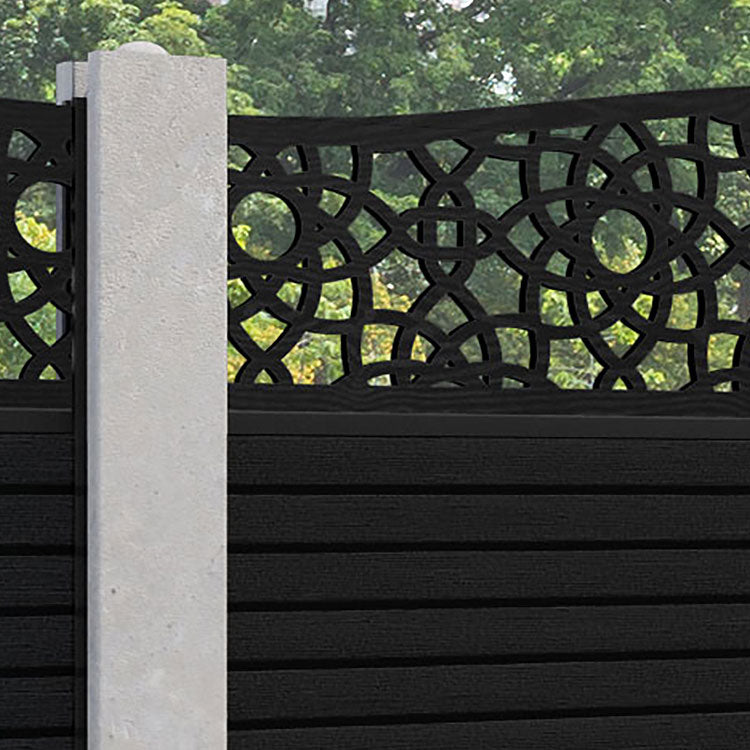 Hudson Ambar Curved Top Fence Panel - Black - for existing concrete posts