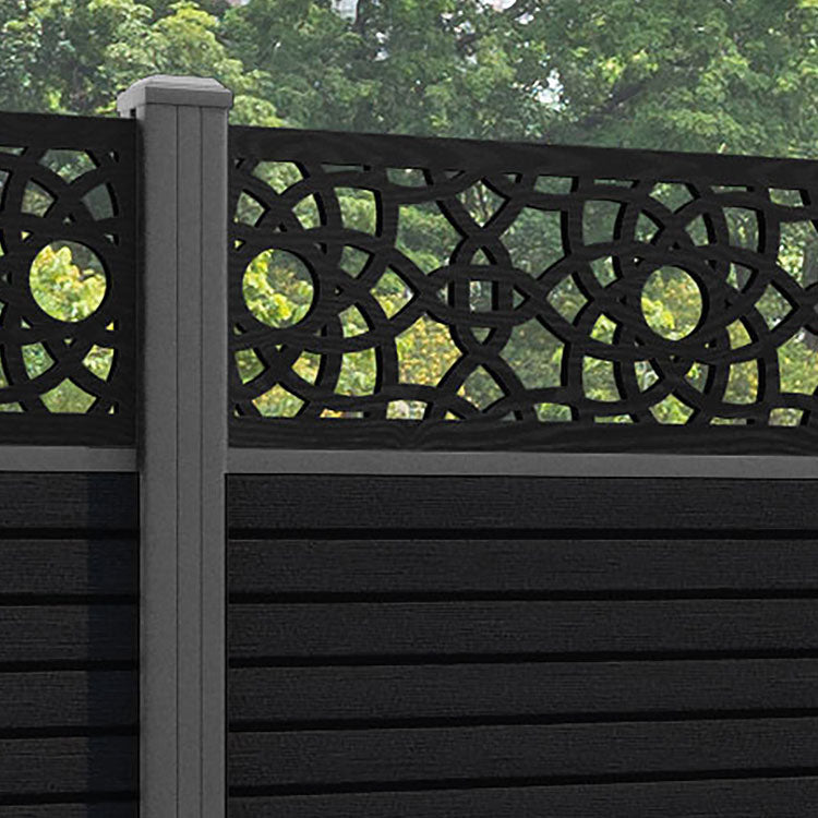 Hudson Ambar Fence Panel - Black - with our aluminium posts