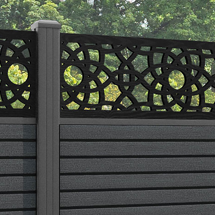 Hudson Ambar Fence Panel - Dark Grey - with our aluminium posts
