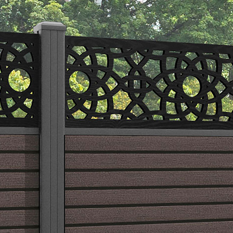 Hudson Ambar Fence Panel - Mid Brown - with our aluminium posts