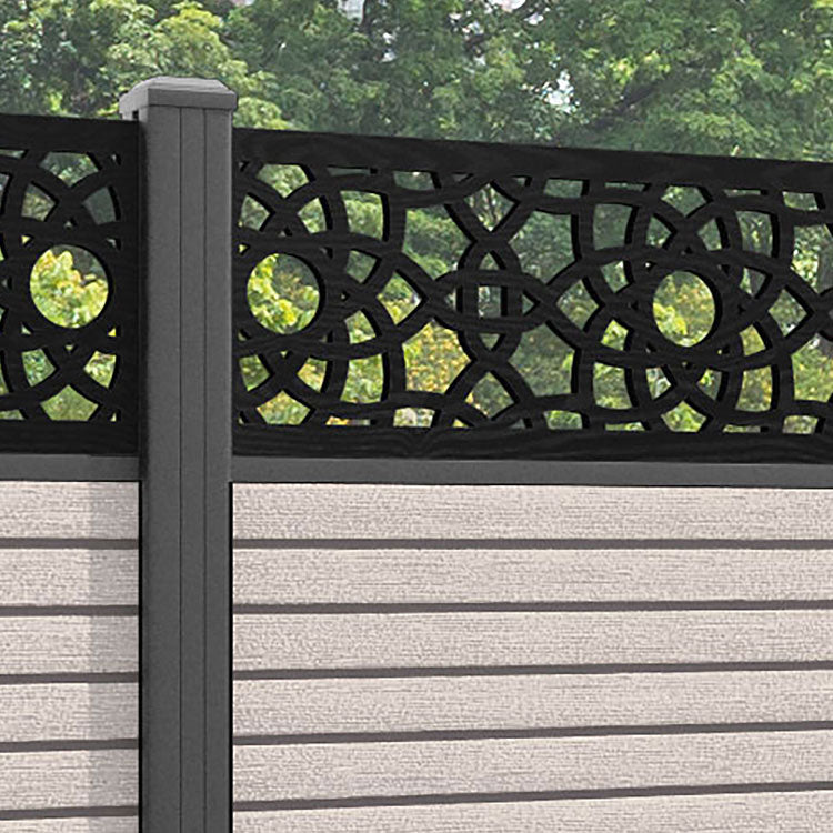 Hudson Ambar Fence Panel - Mid Stone - with our aluminium posts