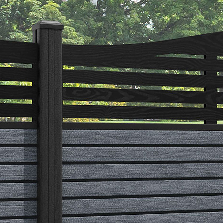 Hudson Aspen Curved Top Fence Panel - Anthracite - with our composite posts