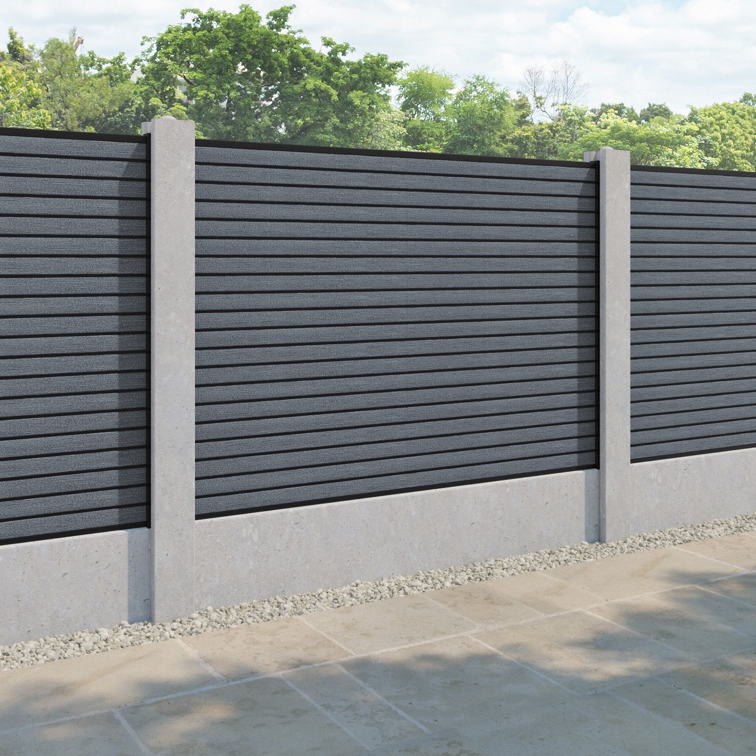 Hudson Fence Panel - Anthracite - for existing concrete posts