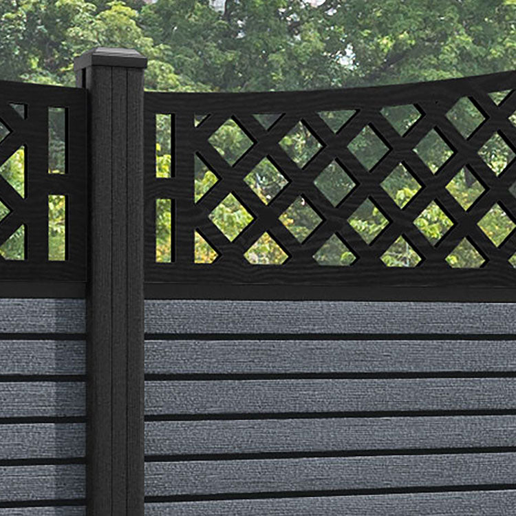 Hudson Oxford Curved Top Fence Panel - Anthracite - with our composite posts