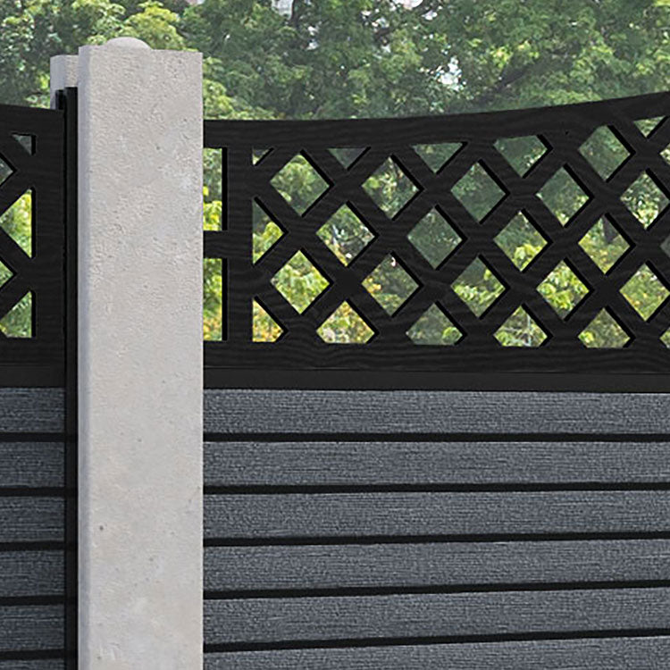 Hudson Oxford Curved Top Fence Panel - Anthracite - for existing concrete posts