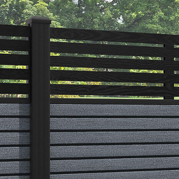 Hudson Aspen Fence Panel - Anthracite - with our aluminium posts