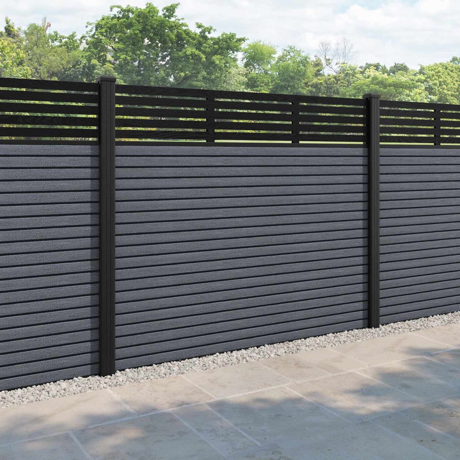 Hudson Aspen Fence Panel - Anthracite - with our composite posts
