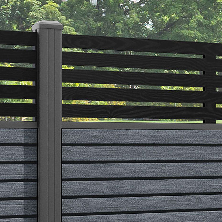 Hudson Aspen Fence Panel - Anthracite - with our aluminium posts