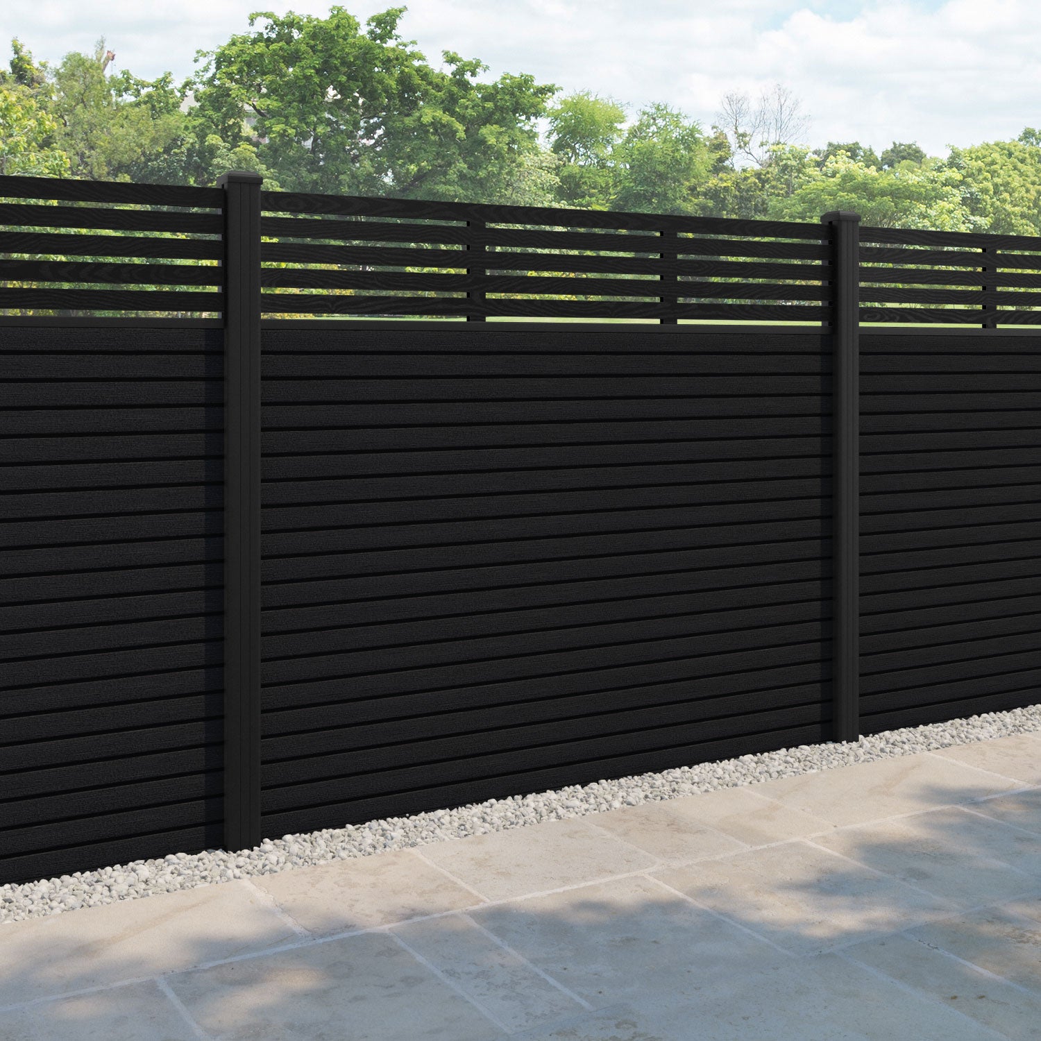 Hudson Aspen Fence Panel - Black - with our aluminium posts