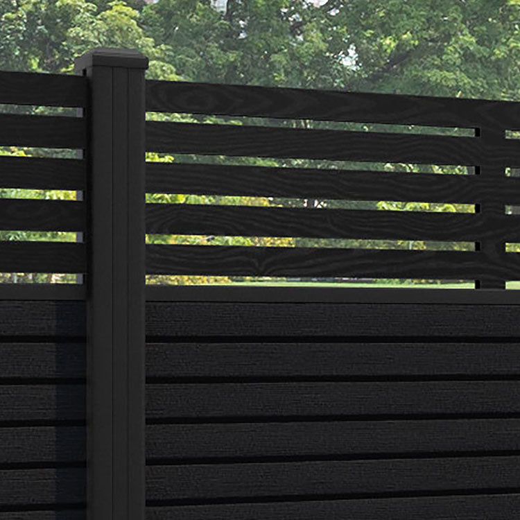 Hudson Aspen Fence Panel - Black - with our aluminium posts
