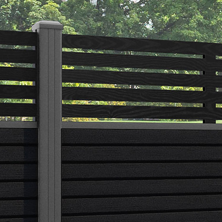 Hudson Aspen Fence Panel - Black - with our aluminium posts