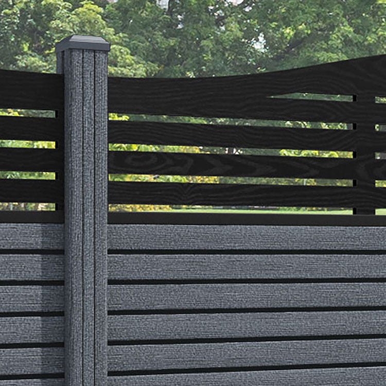 Hudson Aspen Curved Top Fence Panel - Anthracite - with our composite posts