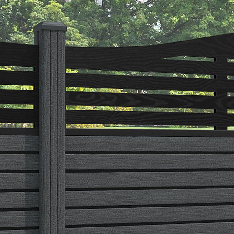 Hudson Aspen Curved Top Fence Panel - Dark Grey - with our composite posts