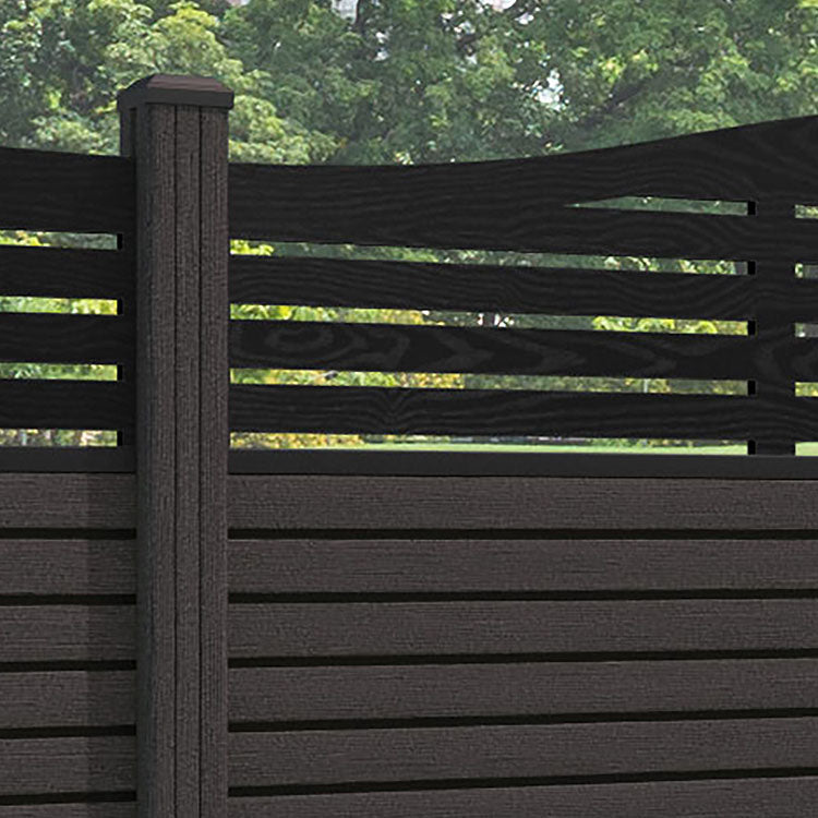 Hudson Aspen Curved Top Fence Panel - Dark Oak - with our composite posts