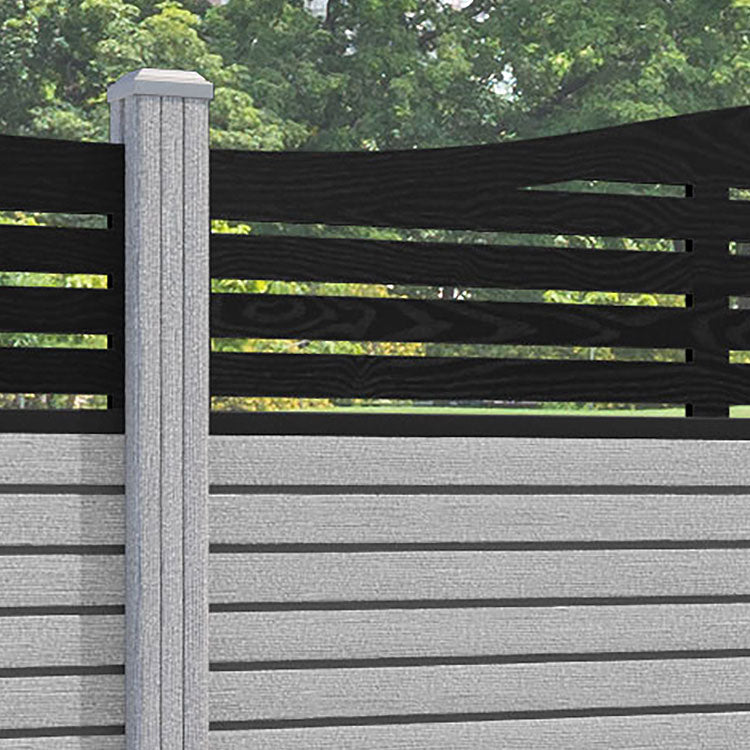 Hudson Aspen Curved Top Fence Panel - Light Grey - with our composite posts