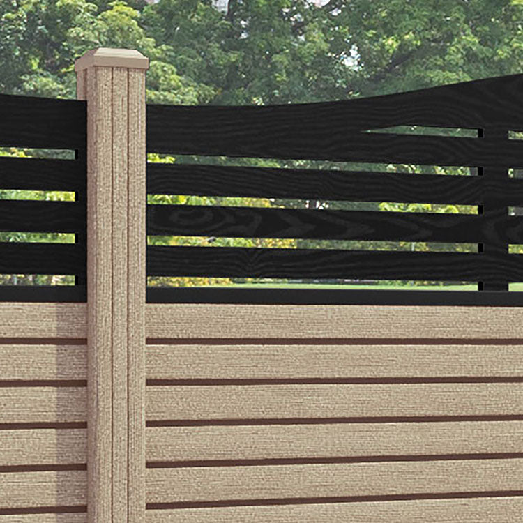 Hudson Aspen Curved Top Fence Panel - Light Oak - with our composite posts