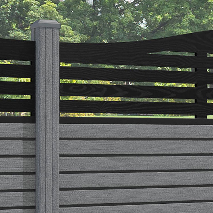 Hudson Aspen Curved Top Fence Panel - Mid Grey - with our composite posts