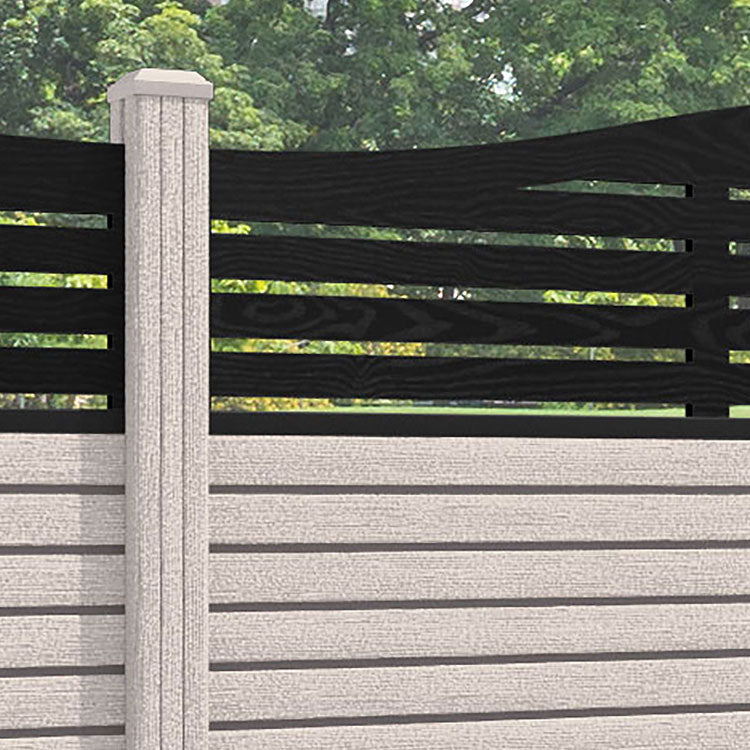 Hudson Aspen Curved Top Fence Panel - Mid Stone - with our composite posts