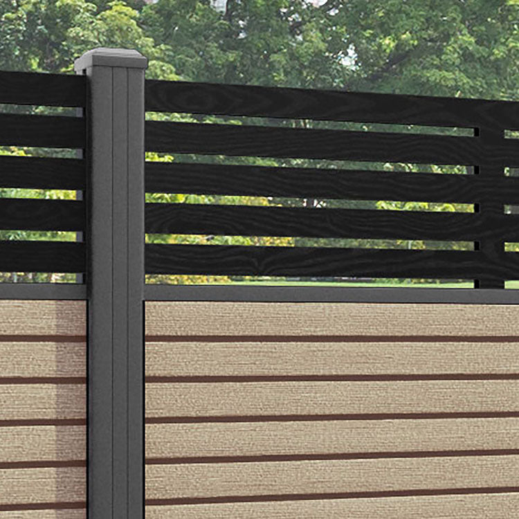 Hudson Aspen Fence Panel - Light Oak - with our aluminium posts