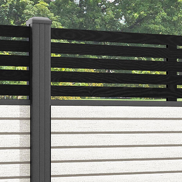Hudson Aspen Fence Panel - Light Stone - with our aluminium posts