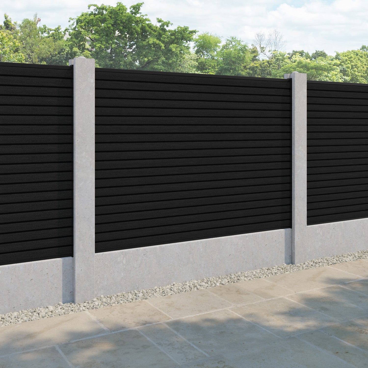 Hudson Fence Panel - Black - for existing concrete posts