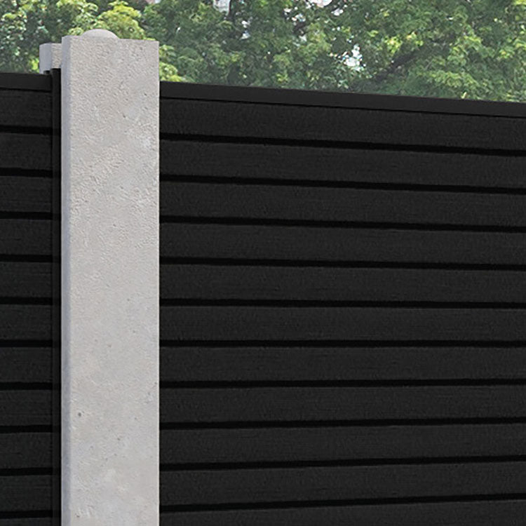 Hudson Fence Panel - Black - for existing concrete posts