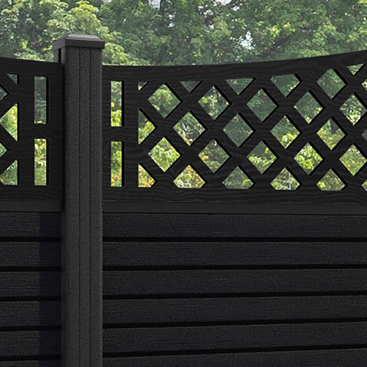 Hudson Oxford Curved Top Fence Panel - Black - with our composite posts