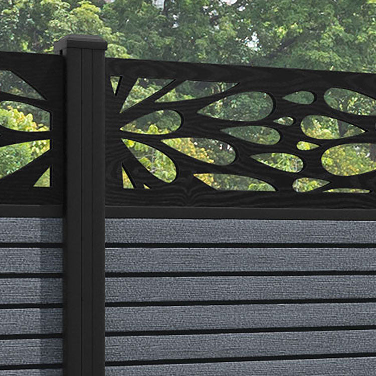 Hudson Blossom Fence Panel - Anthracite - with our aluminium posts