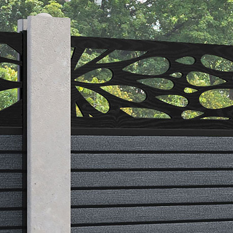 Hudson Blossom Fence Panel - Anthracite - for existing concrete posts
