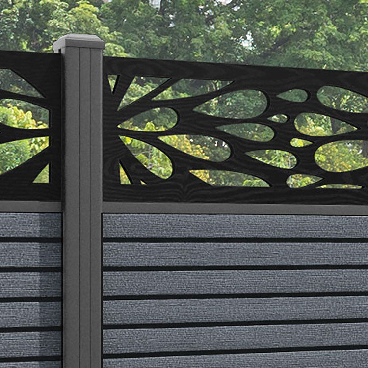 Hudson Blossom Fence Panel - Anthracite - with our aluminium posts
