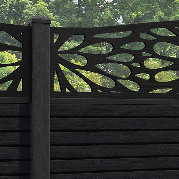 Hudson Blossom Curved Top Fence Panel - Black - with our composite posts