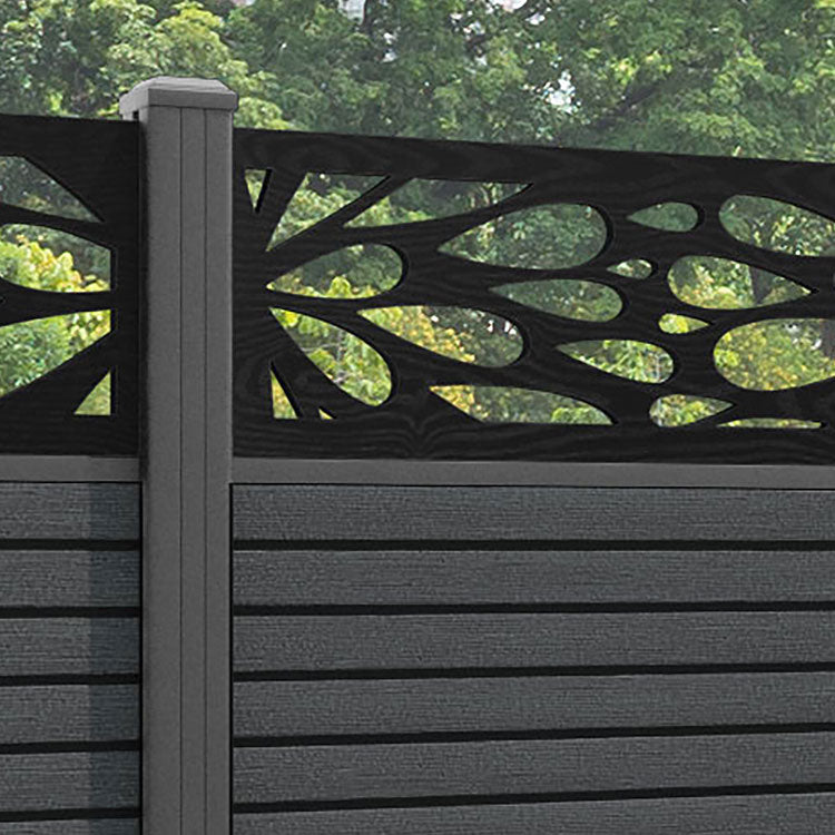 Hudson Blossom Fence Panel - Dark Grey - with our aluminium posts
