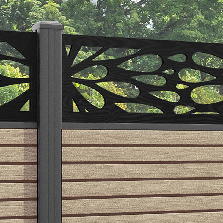 Hudson Blossom Fence Panel - Light Oak - with our aluminium posts