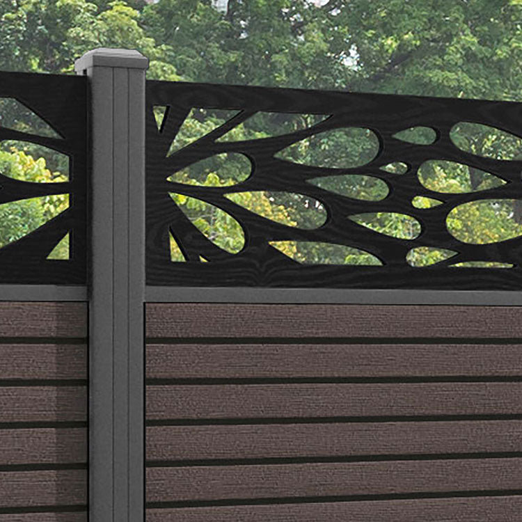 Hudson Blossom Fence Panel - Mid Brown - with our aluminium posts