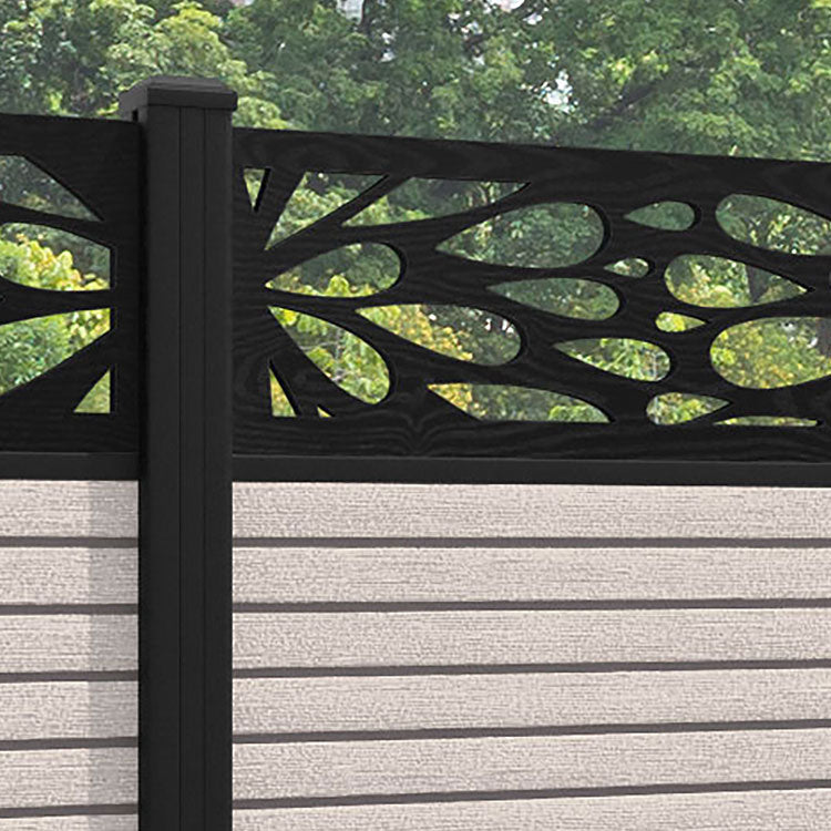 Hudson Blossom Fence Panel - Mid Stone - with our aluminium posts