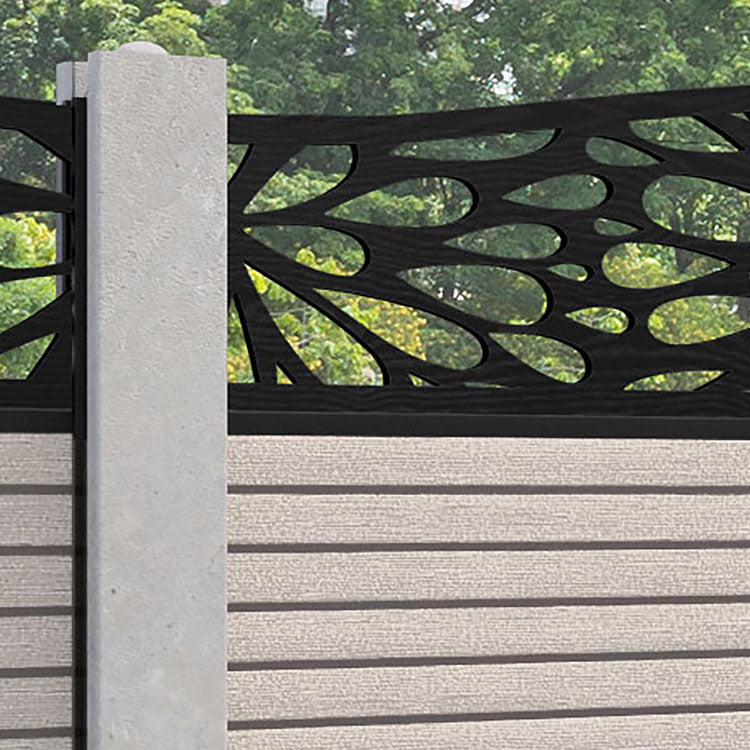 Hudson Blossom Curved Top Fence Panel - Mid Stone - for existing concrete posts