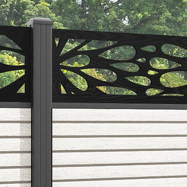 Hudson Blossom Fence Panel - Light Stone - with our aluminium posts